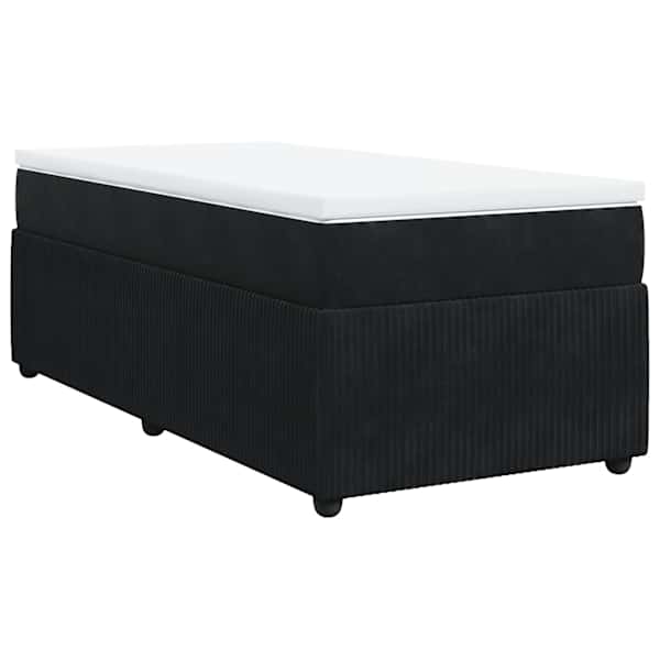 vidaXL kontinentaalvoodi madratsiga, must, 80x200 cm, samet
