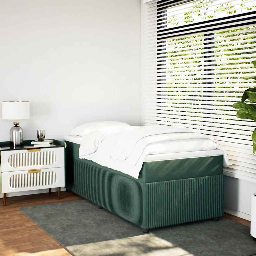 vidaXL Boxspring met matras fluweel donkergroen 80x200 cm afbeelding