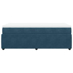 Box spring postel s matrací tmavě modrá 80 x 200 cm samet - obrázek 5