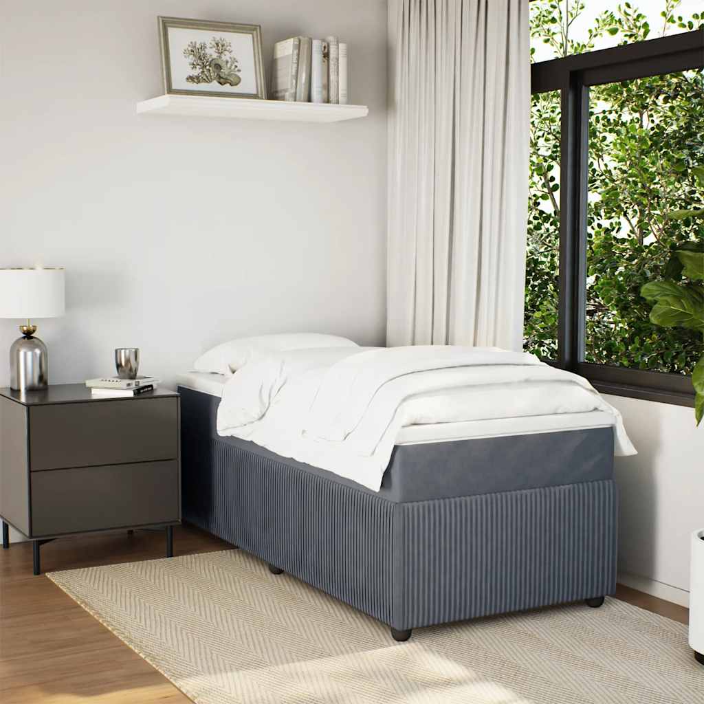 Thumbnail - vidaXL Boxspringbett mit Matratze Dunkelgrau 90x190 cm Samt