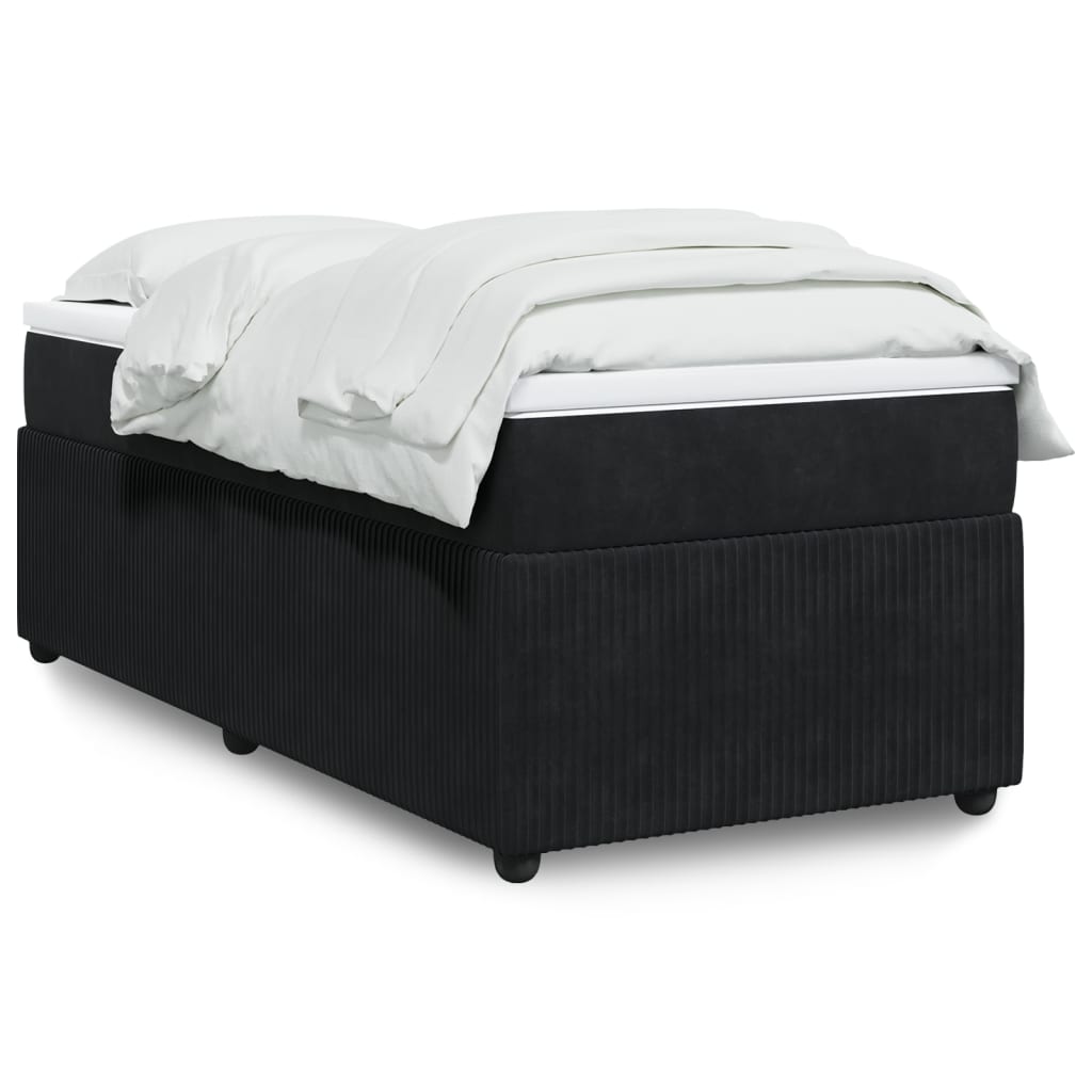 Boxspringbett mit Matratze Schwarz 90×190 cm Samt