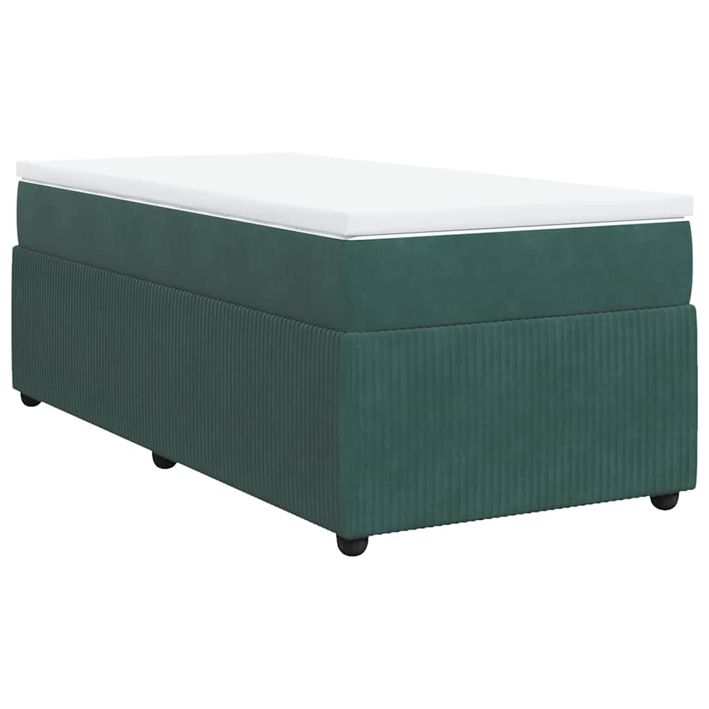 Thumbnail - vidaXL Boxspringbett mit Matratze Dunkelgrün 90x190 cm Samt