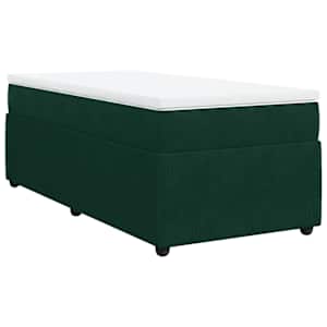 Box spring postel s matrací tmavě zelená 90x190 cm samet - obrázek 2