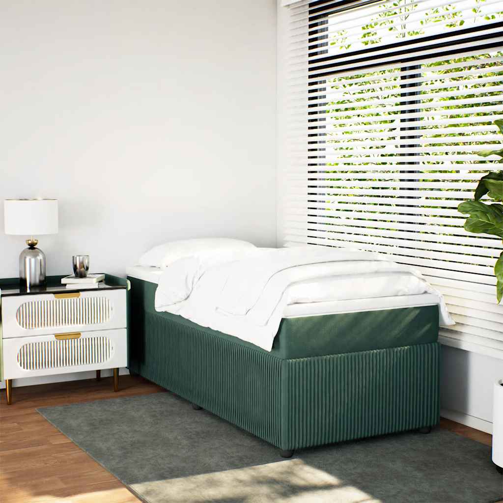 Thumbnail - vidaXL Boxspringbett mit Matratze Dunkelgrün 90x190 cm Samt