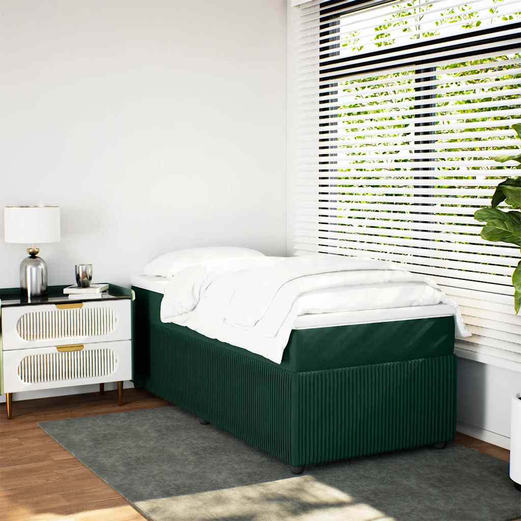 vidaXL Boxspring met matras fluweel donkergroen 90x190 cm groen, foto 2