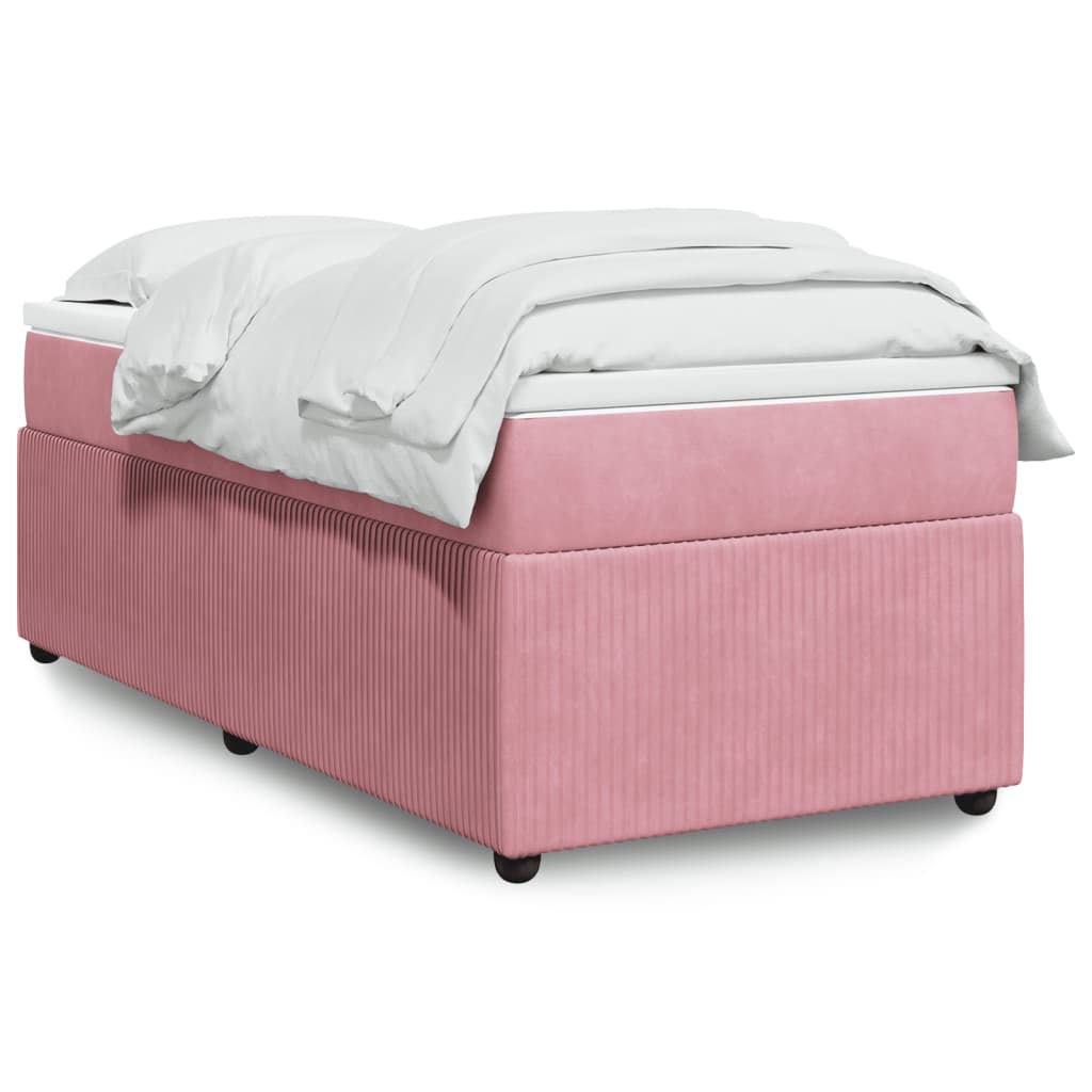 Boxspringbett mit Matratze Rosa 90×190 cm Samt