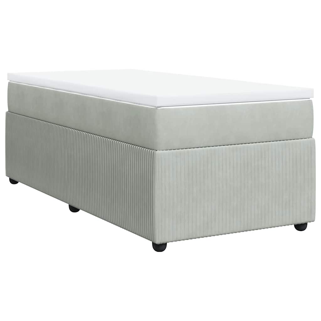 vidaXL Boxspring met matras fluweel lichtgrijs 90x200 cm grijs, foto 3