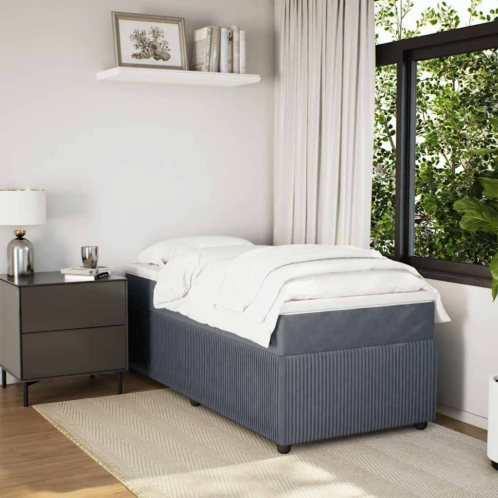 vidaXL Boxspring met matras fluweel donkergrijs 90x200 cm afbeelding