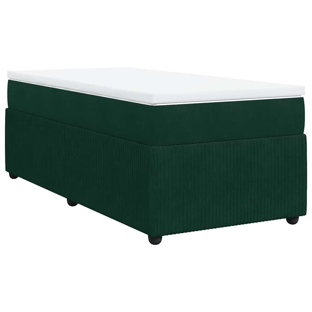 VidaXL Box spring postel s matrací tmavě zelená 90x200 cm samet