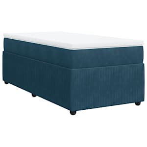 Box spring postel s matrací tmavě modrá 90x200 cm samet - obrázek 2