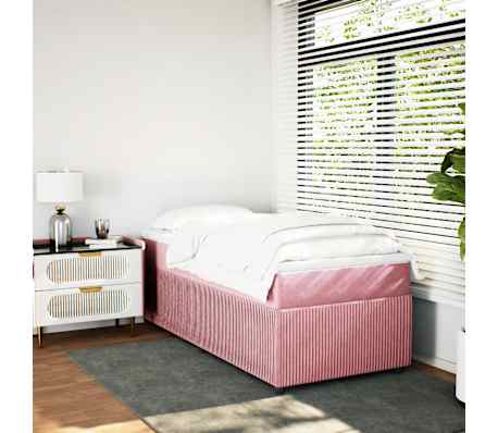 vidaXL Boxspring met matras fluweel roze 90x200 cm
