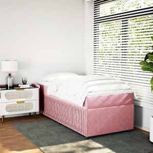 vidaXL Boxspring met matras fluweel roze 90x200 cm