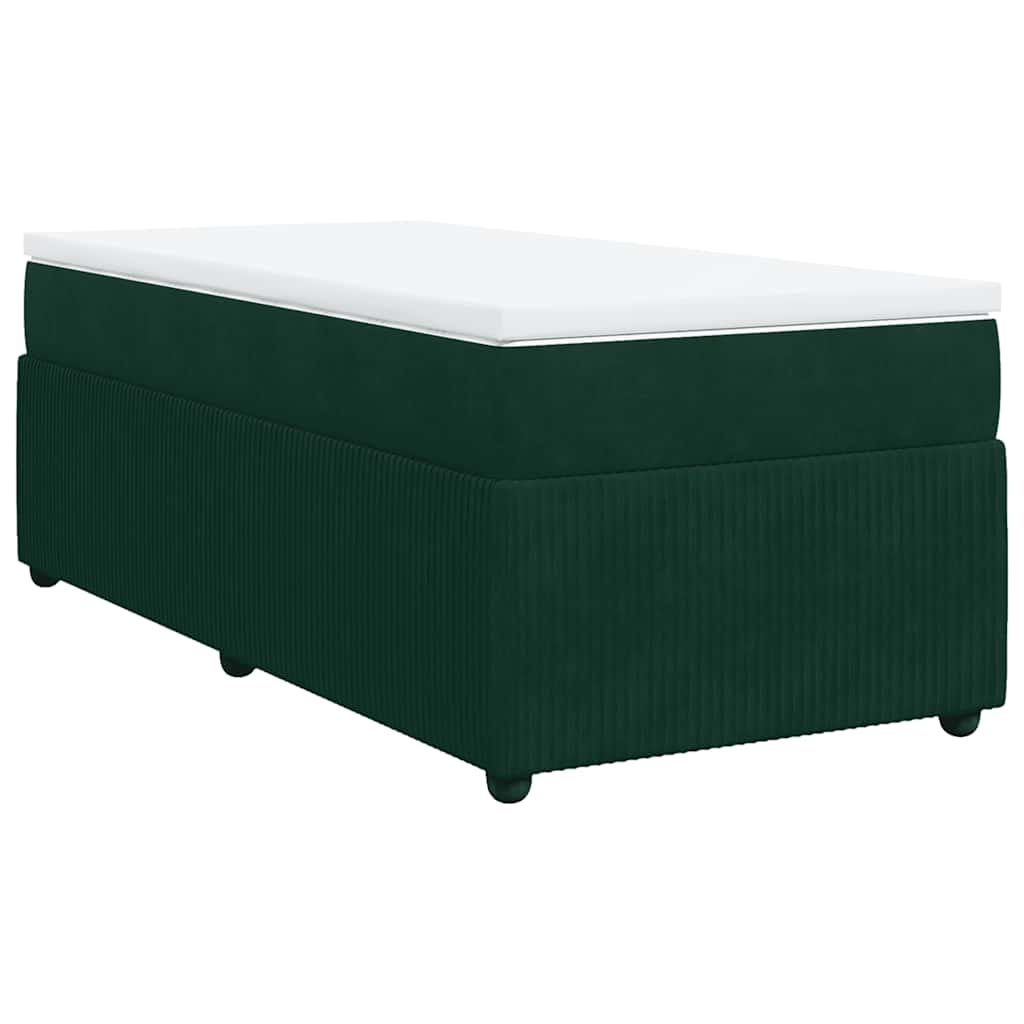 vidaXL Pat box spring cu saltea, verde închis, 100x200 cm, catifea