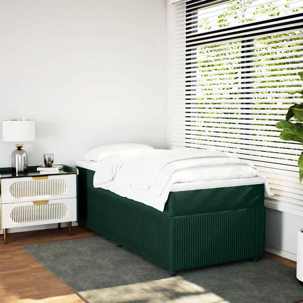 vidaXL Boxspring met matras fluweel donkergroen 100x200 cm groen, foto 2