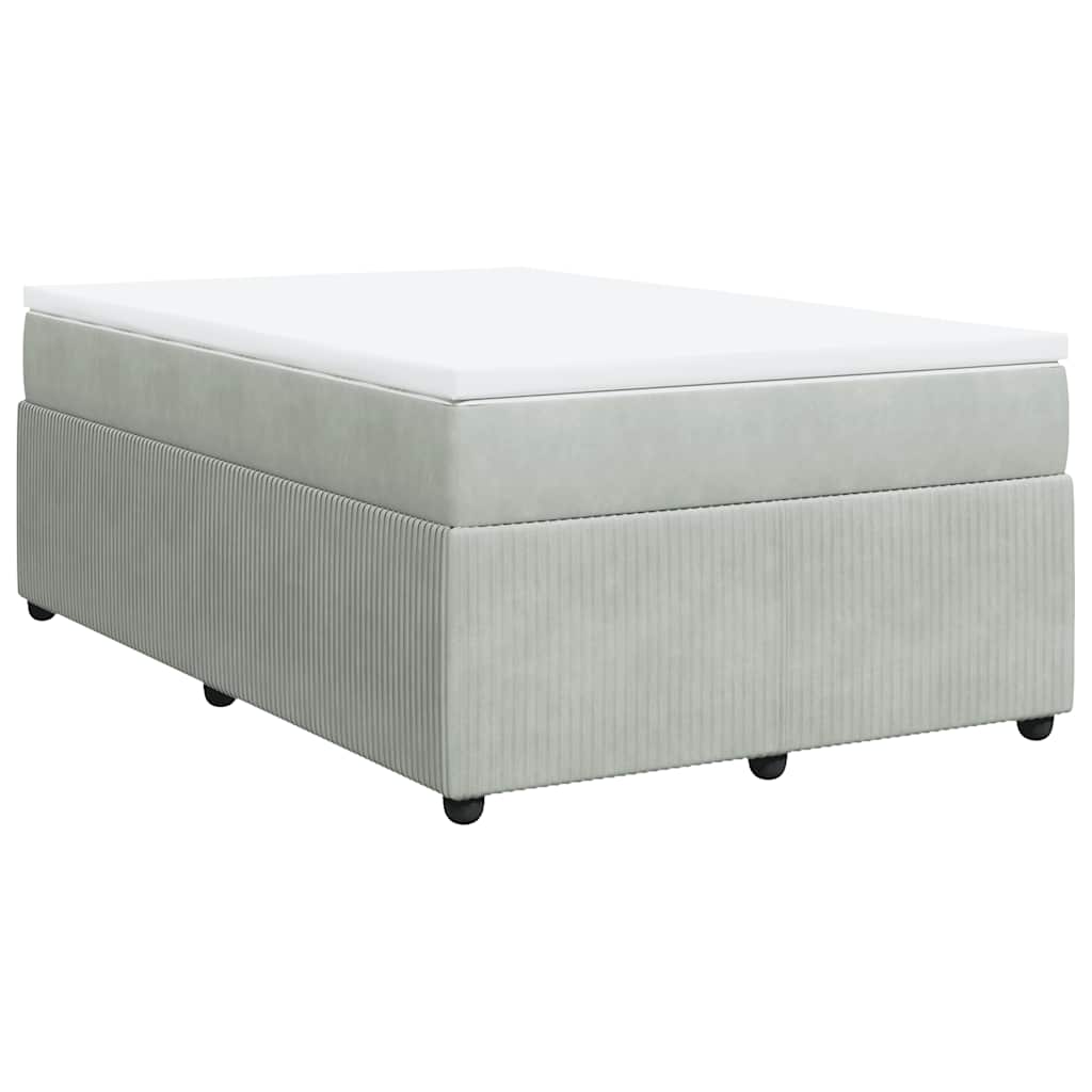 vidaXL Boxspring met matras fluweel lichtgrijs 120x190 cm grijs, foto 3