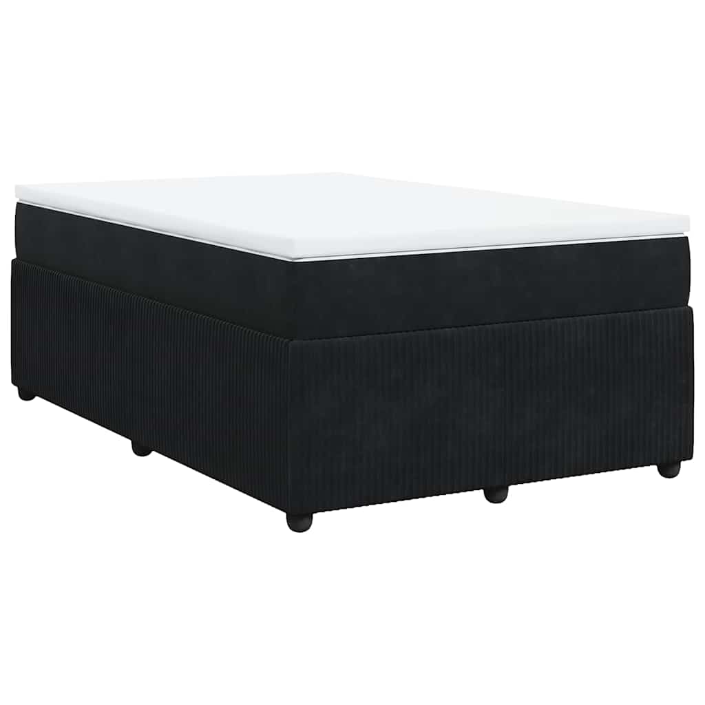 vidaXL Pat box spring cu saltea, negru, 120x190 cm, catifea