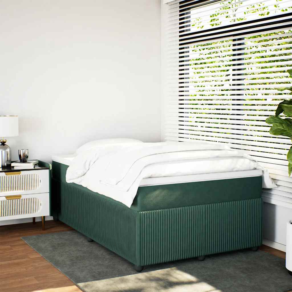 Thumbnail - vidaXL Boxspringbett mit Matratze Dunkelgrün 120x190 cm Samt