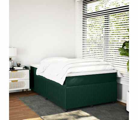 vidaXL Cama boxspring com colch&atilde;o 120x190 cm veludo verde-escuro