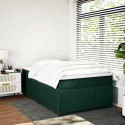 vidaXL Cama boxspring com colch&atilde;o 120x190 cm veludo verde-escuro