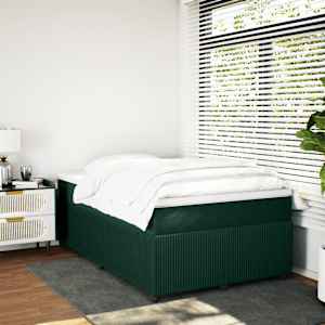 vidaXL Cama boxspring com colch&atilde;o 120x190 cm veludo verde-escuro