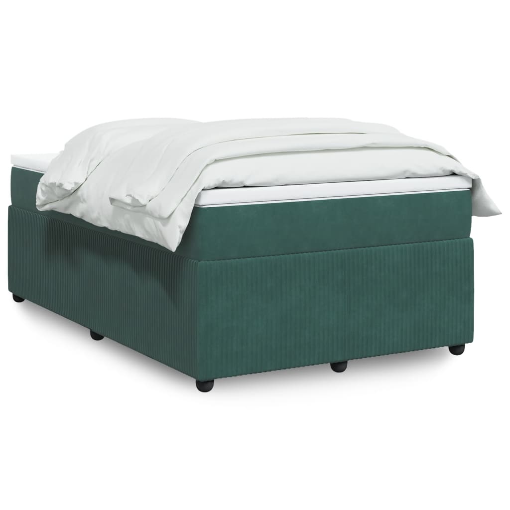 vidaXL Pat box spring cu saltea, verde închis, 120x190 cm, catifea