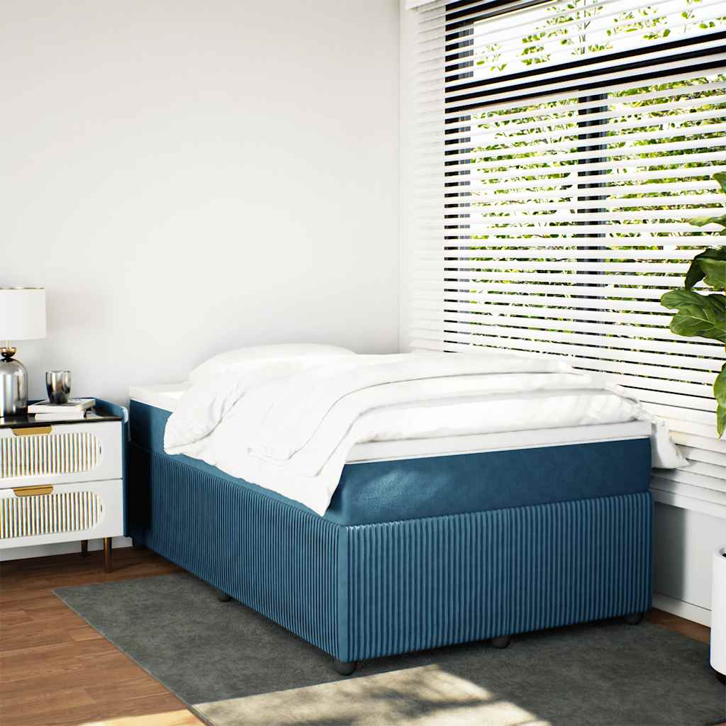 vidaXL Boxspring met matras fluweel donkerblauw 120x190 cm afbeelding