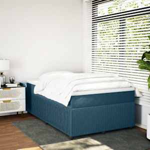 Box spring postel s matrací tmavě modrá 120x190 cm samet - obrázek 3