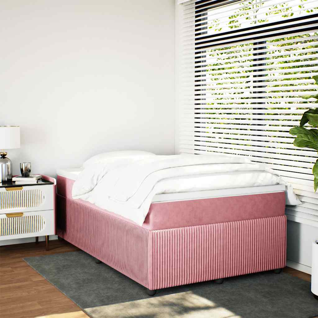 vidaXL Boxspring met matras fluweel roze 120x190 cm afbeelding