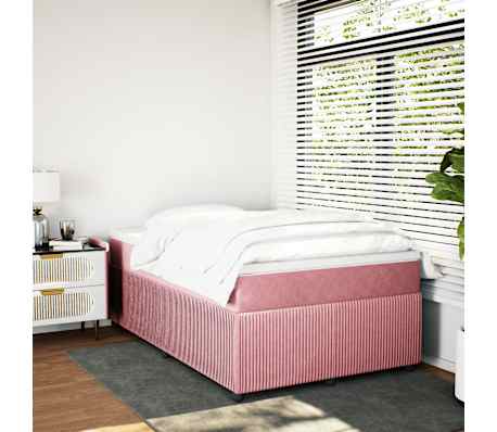 vidaXL Box spring postel s matrac&iacute; růžov&aacute; 120x190 cm samet