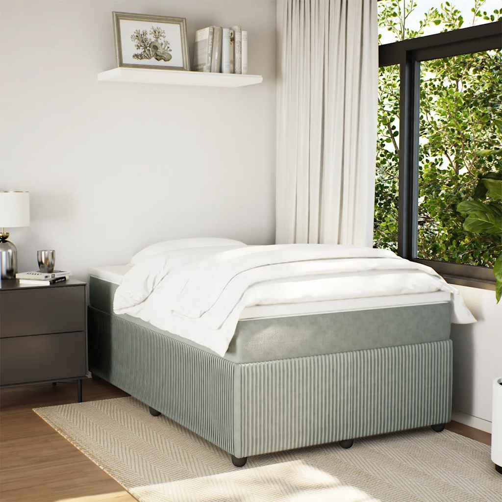 vidaXL Boxspring met matras fluweel lichtgrijs 120x200 cm grijs, foto 2