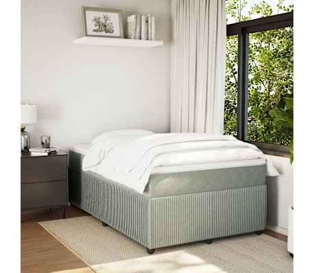 vidaXL Boxspringbett mit Matratze Hellgrau 120x200 cm Samt