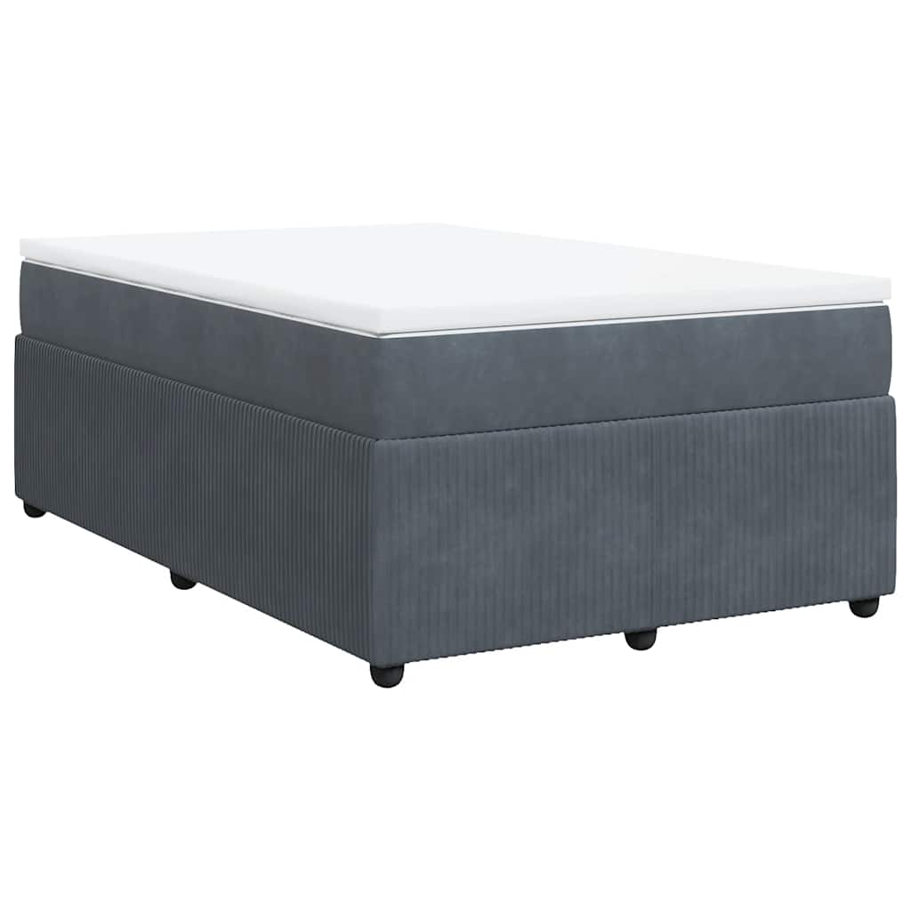 vidaXL Boxspring met matras fluweel donkergrijs 120x200 cm grijs, foto 3