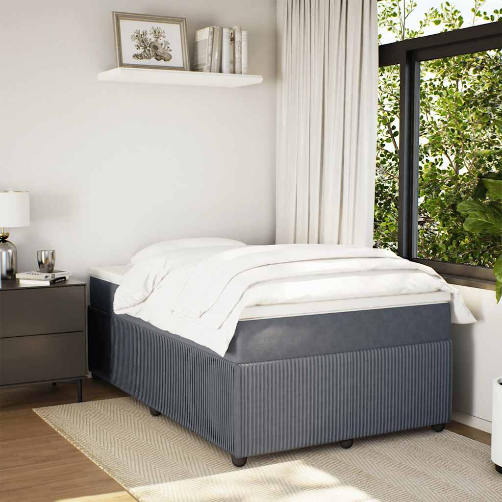 vidaXL Boxspring met matras fluweel donkergrijs 120x200 cm afbeelding