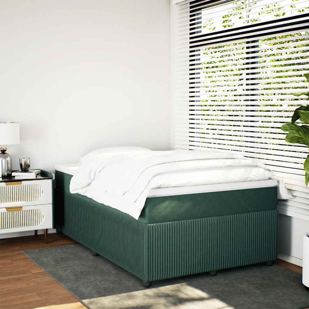 vidaXL Boxspring met matras fluweel donkergroen 120x200 cm afbeelding