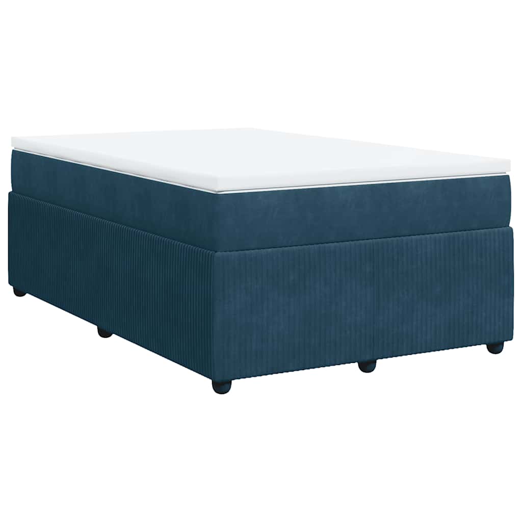 E-shop vidaXL Posteľný rám boxsping s matracom tmavomodrý 120x200 cm zamat