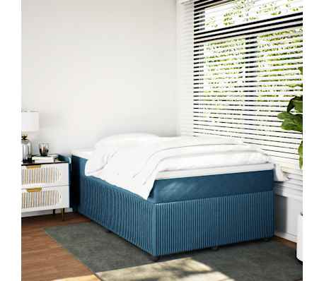 vidaXL Boxspringbett mit Matratze Dunkelblau 120x200 cm Samt