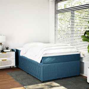 vidaXL Boxspringbett mit Matratze Dunkelblau 120x200 cm Samt