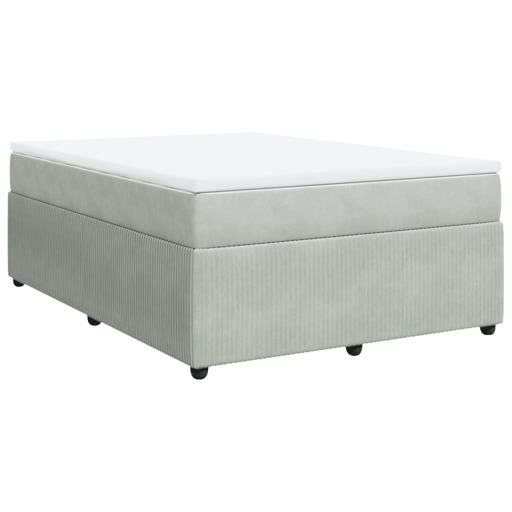 vidaXL Box spring postelja z vzmetnico svetlo siv 140x190 cm žamet