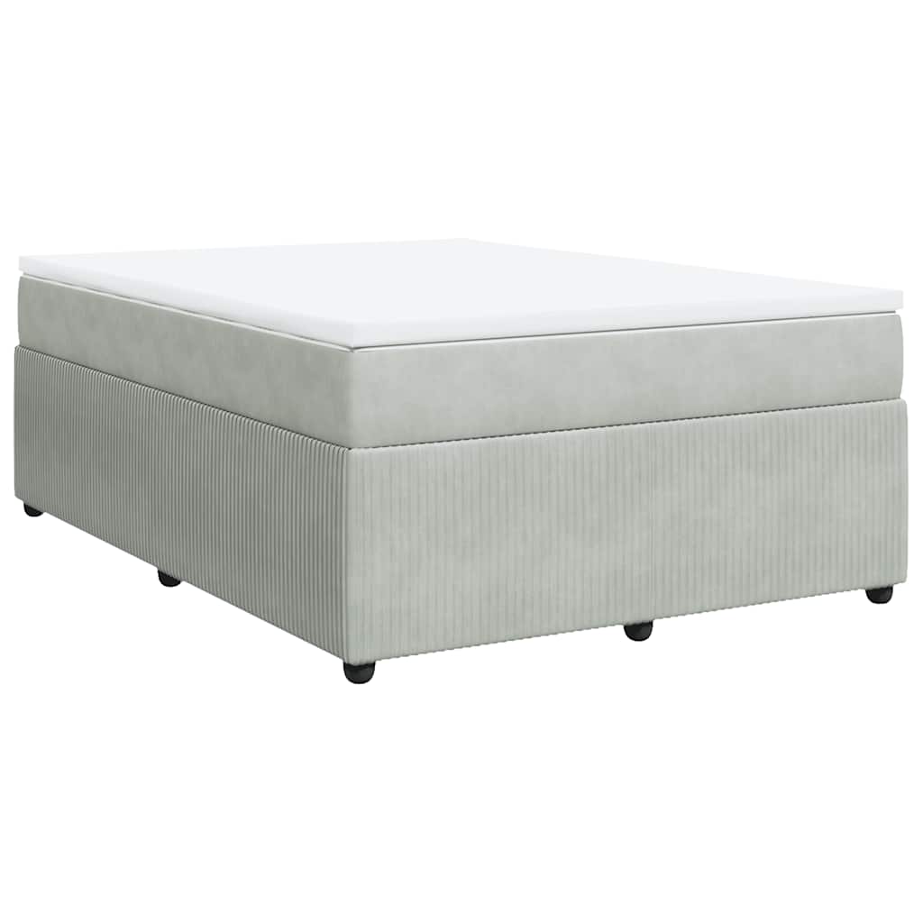 vidaXL Boxspring met matras fluweel lichtgrijs 140x190 cm grijs, foto 3