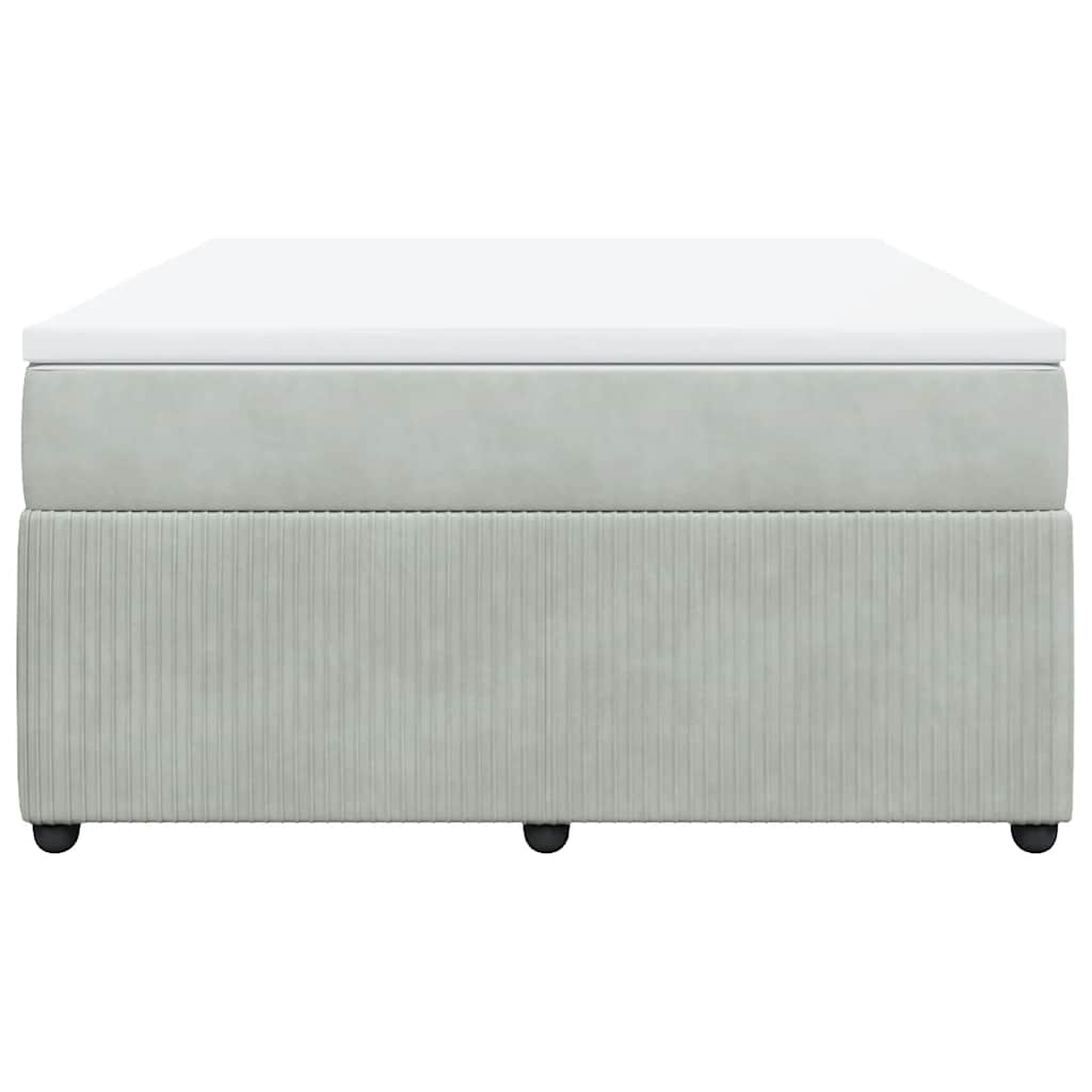 vidaXL Boxspring met matras fluweel lichtgrijs 140x190 cm grijs, foto 4