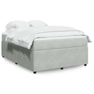 Box spring postel s matrací světle šedá 140x190 cm samet - obrázek 1