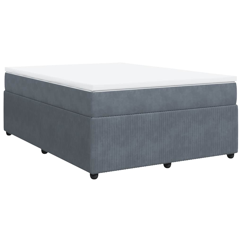 vidaXL Boxspring met matras fluweel donkergrijs 140x190 cm grijs, foto 3