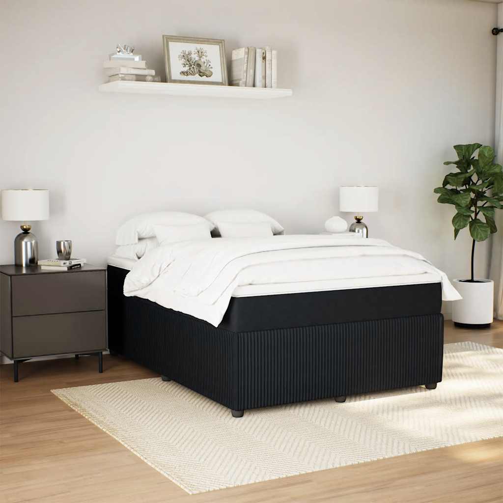 vidaXL Boxspring met matras fluweel zwart 140x190 cm afbeelding