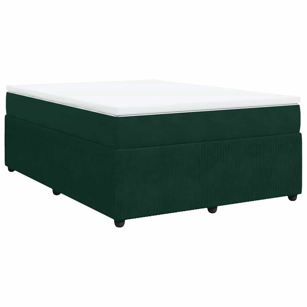 vidaXL Box spring postel s matrací tmavě zelená 140x190 cm samet