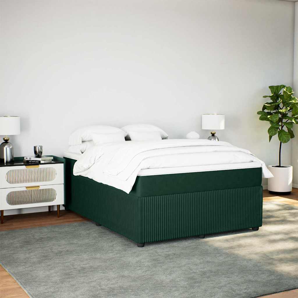 vidaXL Boxspring met matras fluweel donkergroen 140x190 cm groen, foto 2