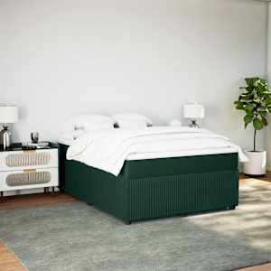 Box spring postel s matrací tmavě zelená 140x190 cm samet - obrázek 3