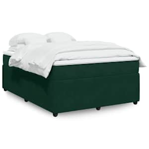 Box spring postel s matrací tmavě zelená 140x190 cm samet - obrázek 1