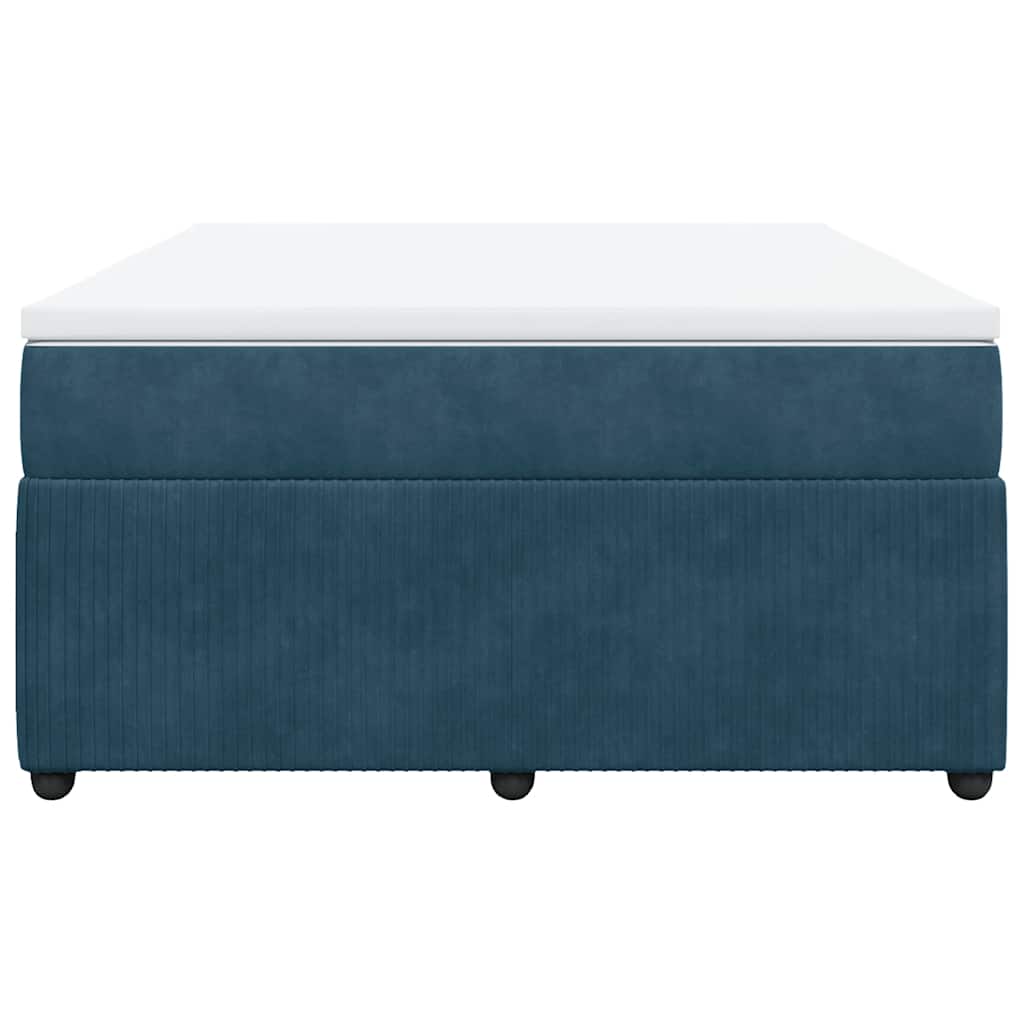 vidaXL Boxspring met matras fluweel donkerblauw 140x190 cm blauw, foto 4