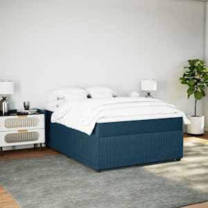 Box spring postel s matrací tmavě modrá 140x190 cm samet - obrázek 3