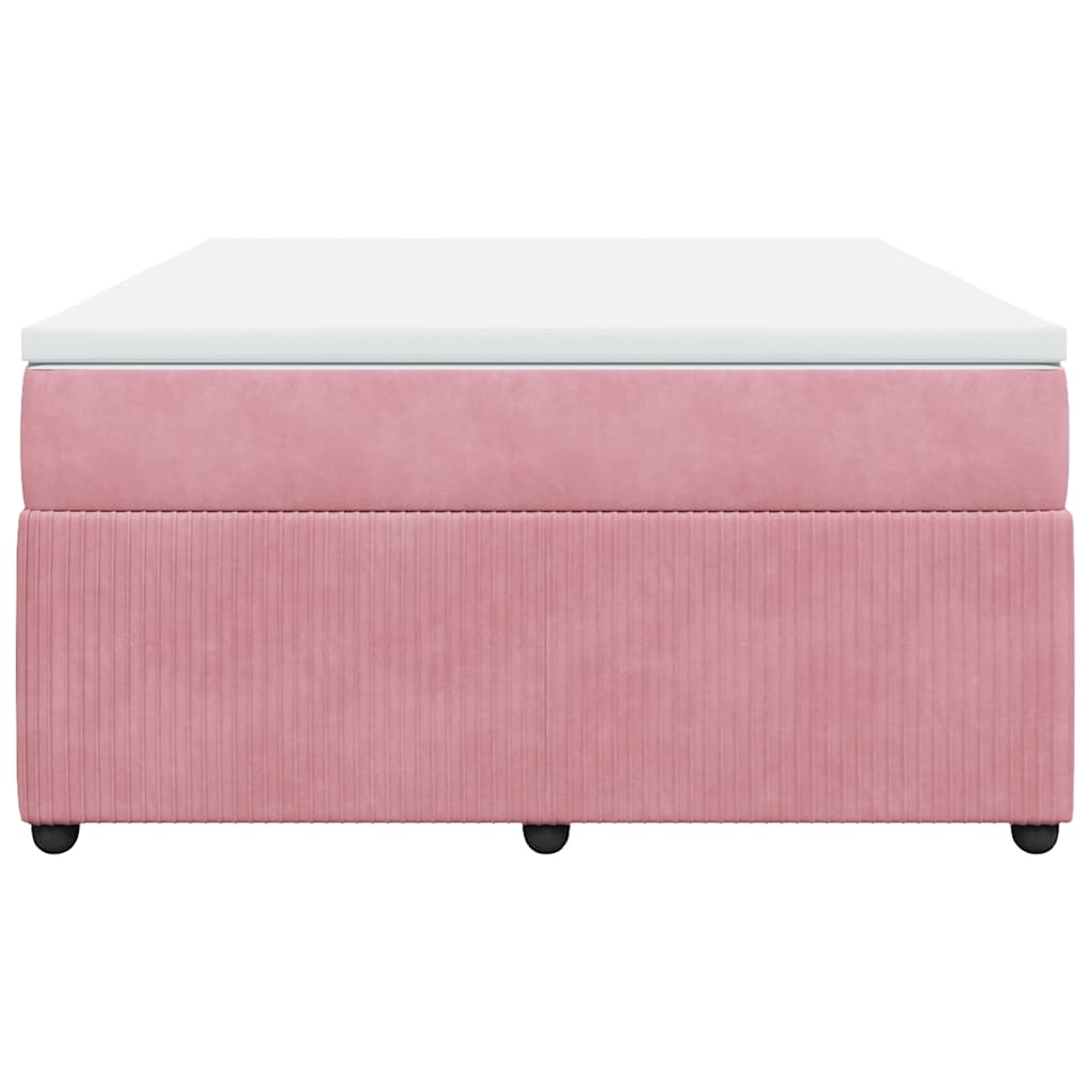 vidaXL Boxspring met matras fluweel roze 140x190 cm, foto 4